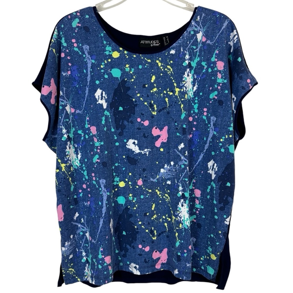 Retro 80’s Paint Splatter Mixed Media Top Women’s Size S - Picture 2 of 9